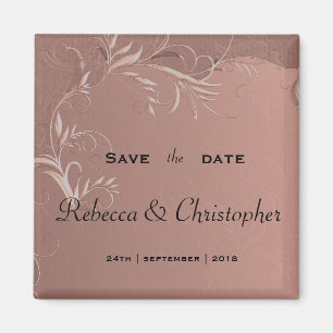 Elegant Rose Gold Wedding Save the Date Magnet
