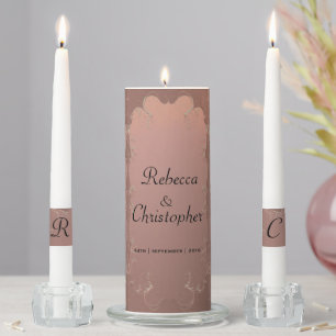 Elegant Rose Gold Wedding Table Centerpiece Unity Candle Set