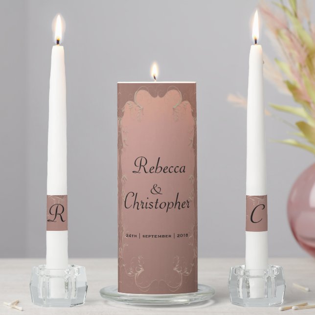 Elegant Rose Gold Wedding Table Centerpiece Unity Candle Set (In Situ)