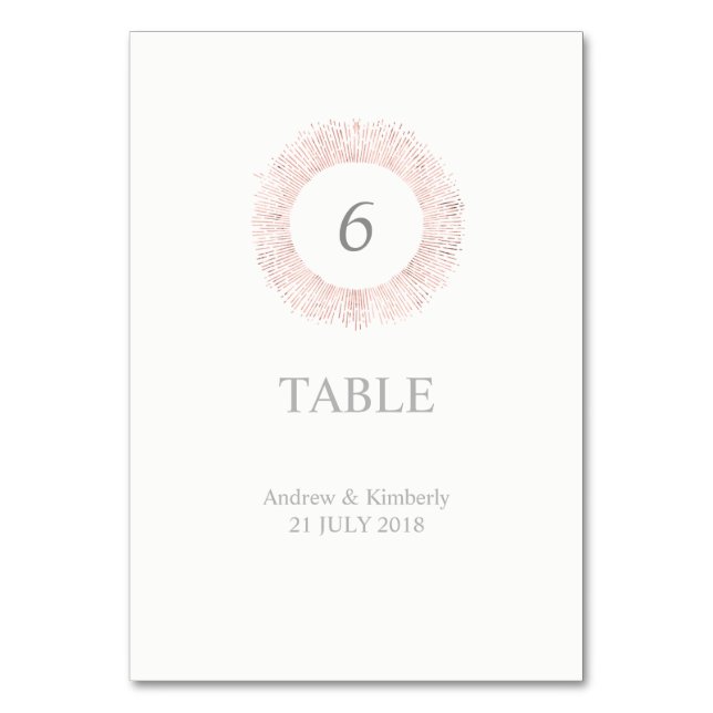Elegant rose gold wedding table number (Front)