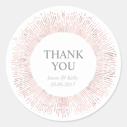 Elegant rose gold wedding thank you sticker