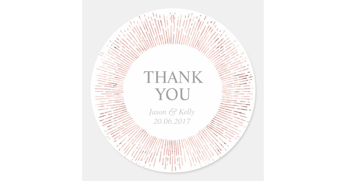 Elegant rose gold wedding thank you sticker | Zazzle