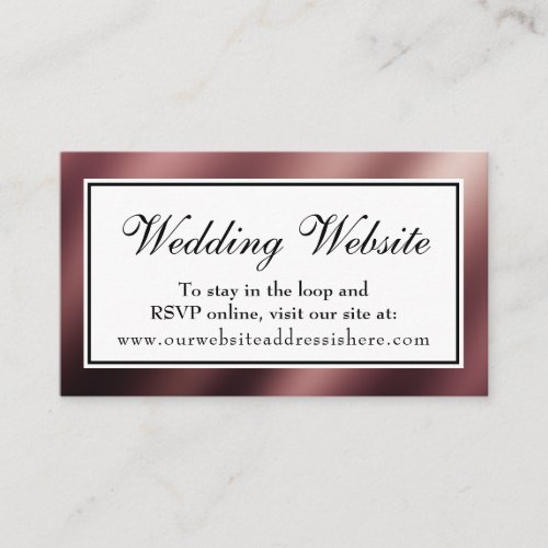 Elegant Rose Gold Wedding Website Insert Card
