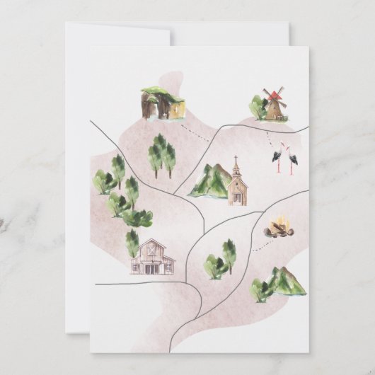 Elegant Rose Gold Welcome Letter Itinerary & Map (Back)