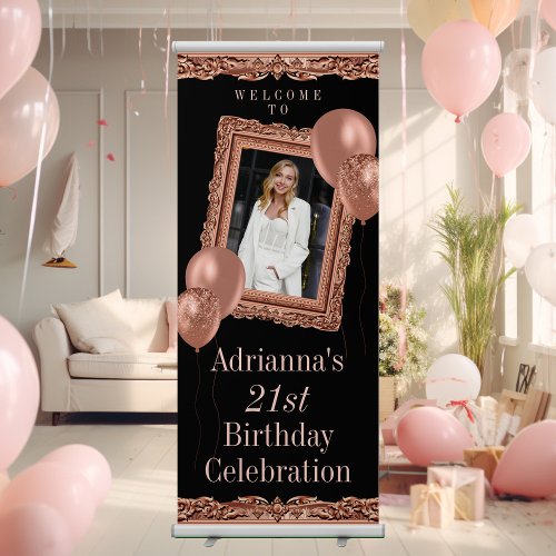 Elegant Rose Gold Welcome with Photo Retractable Banner