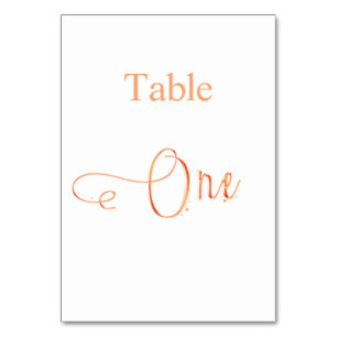 Elegant rose gold white calligraphy table one number