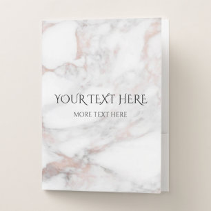 Elegant Rose Gold White Marble Add Text Name Logo Pocket Folder