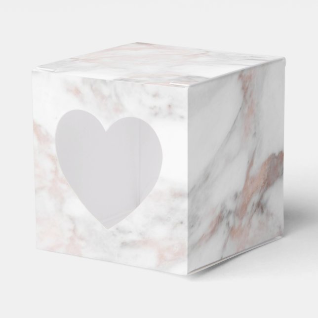 Elegant Rose Gold White Marble Template Custom Favor Boxes (Front Side)