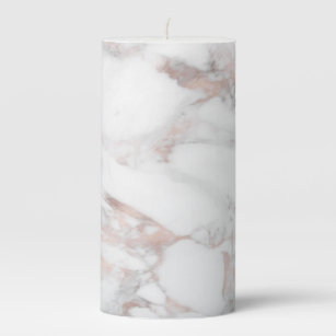 Elegant Rose Gold White Marble Trendy Template Pillar Candle