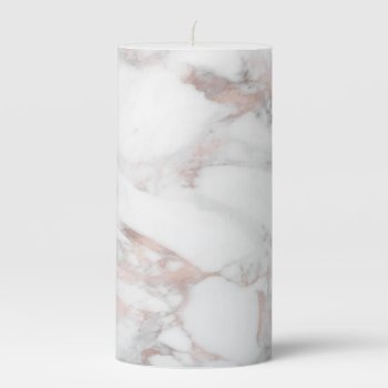 Elegant Rose Gold White Marble Trendy Template Pillar Candle by art_grande at Zazzle