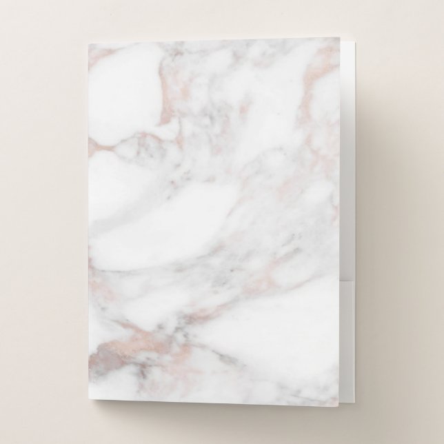Elegant Rose Gold White Marble Trendy Template Pocket Folder (Front)