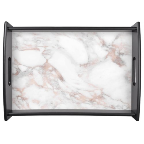 Elegant Rose Gold White Marble Trendy Template Serving Tray