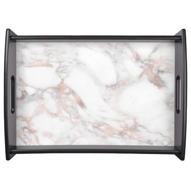 Elegant Rose Gold White Marble Trendy Template Serving Tray (Front)