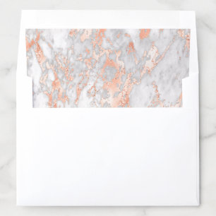 Elegant Rose Gold White Marble Wedding Envelope Liner