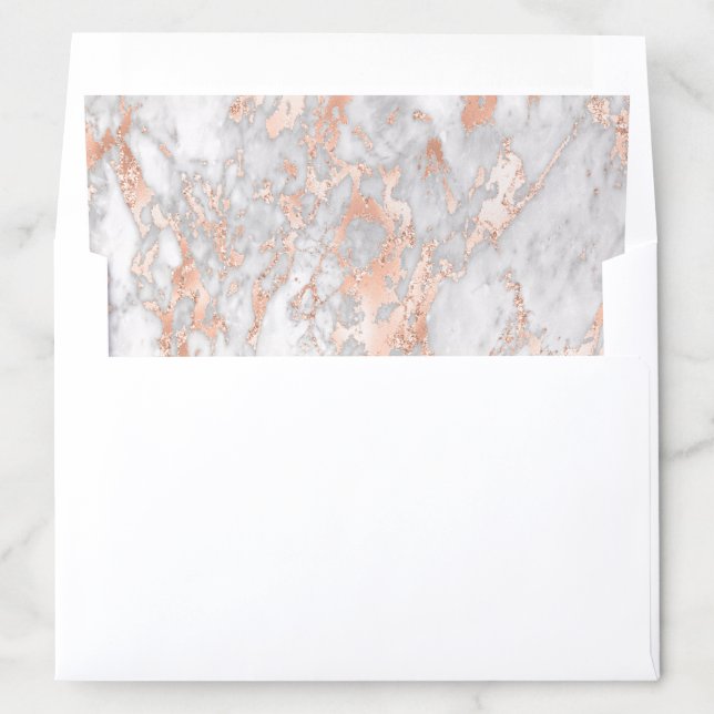 Elegant Rose Gold White Marble Wedding Envelope Liner (In Envelope)