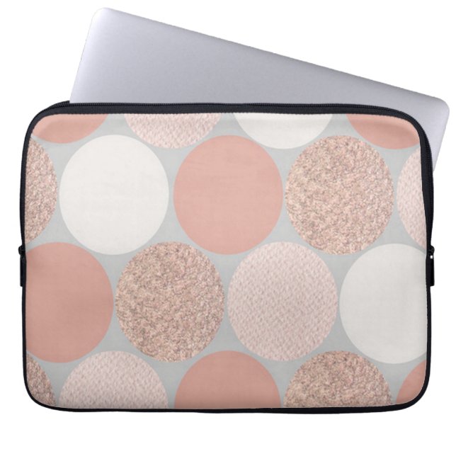 Elegant Rose Gold & White Quartz Marble Laptop Ski Sleeve (Front)