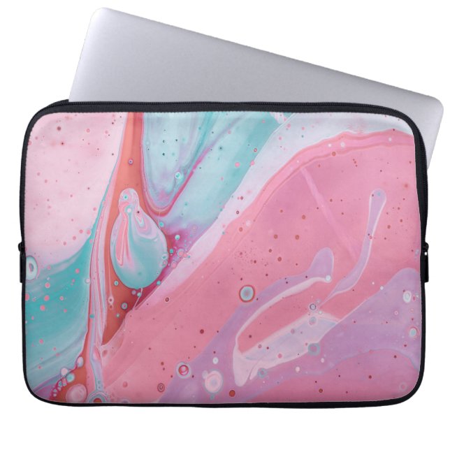Elegant Rose Gold & White Quartz Marble Laptop Ski Sleeve (Front)