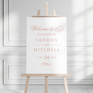 Elegant Rose Gold White Wedding Welcome Foam Board