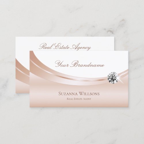 Elegant Rose Gold White with Sparkling Diamond  Business Card