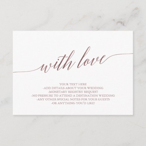 Elegant Rose Gold With Love Details Insert Card