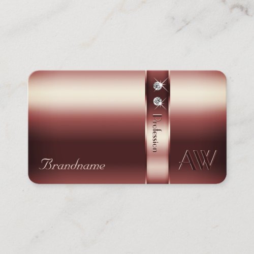 Elegant Rose Gold with Monogram and Opening Hours Business Card