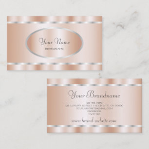 Elegant Rose Gold with Silver Frame Professional Business Card