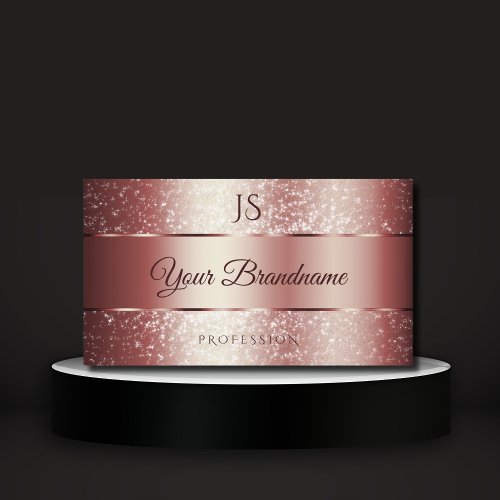 Elegant Rose Gold with Spark Glitters and Initials Business Card