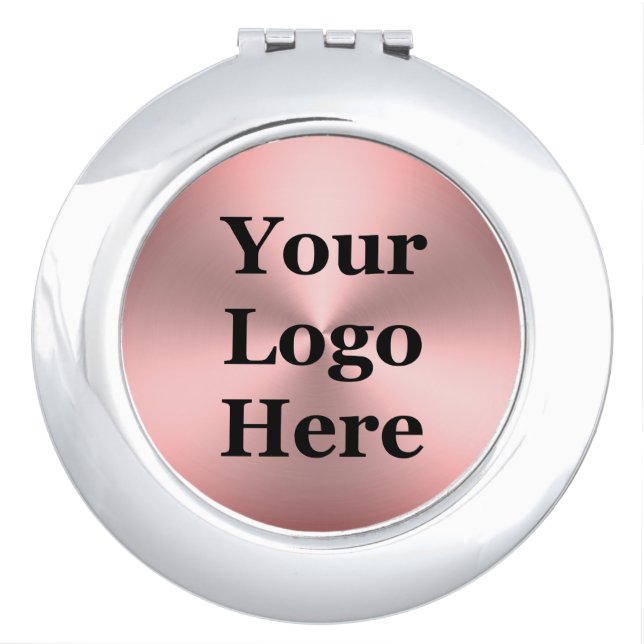 Elegant Rose Gold Your Logo Here Template Compact Mirror (Front)