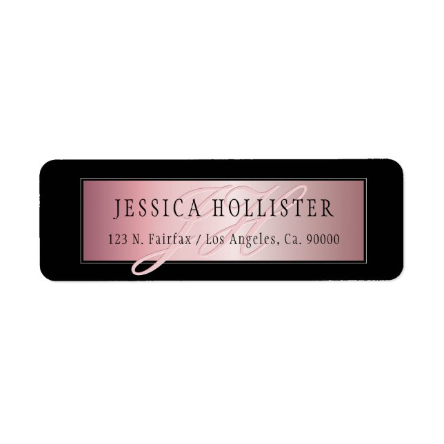 Elegant Rose Gold | Your Name & Address Label (Front)