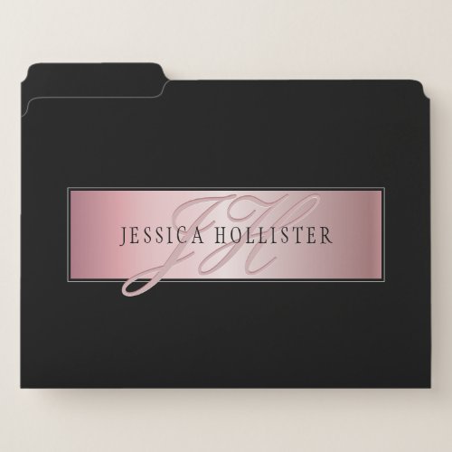 Elegant Rose Gold  Your Name  Initials File Folder