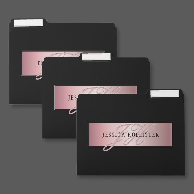 Elegant Rose Gold | Your Name & Initials File Folder (Creator Uploaded)