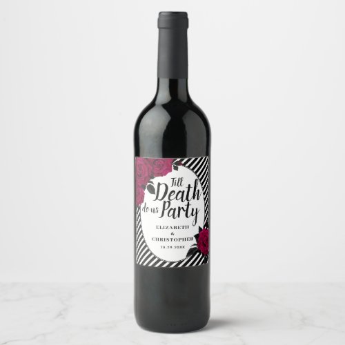 Elegant Rose Gothic Till Death Do Us Part Wedding Wine Label