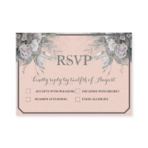 Elegant Rose Gray & Gray Menu Choice RSVP Postcard
