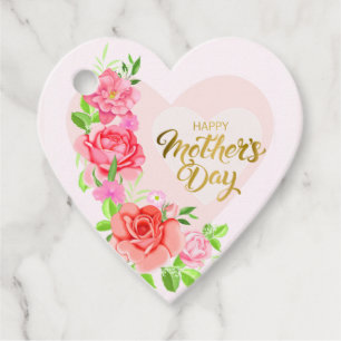 Elegant Rose Heart Happy Mother’s Day Party Favor Tags
