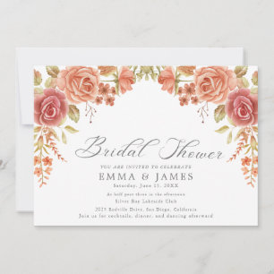 Elegant Rose Horizontal Bridal Shower Invitation