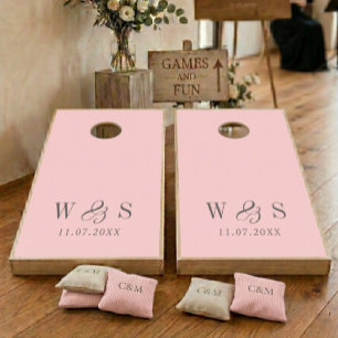 Elegant rose initial wedding Cornhole Set