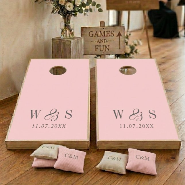 Elegant rose initial wedding Cornhole Set (Creator Uploaded)