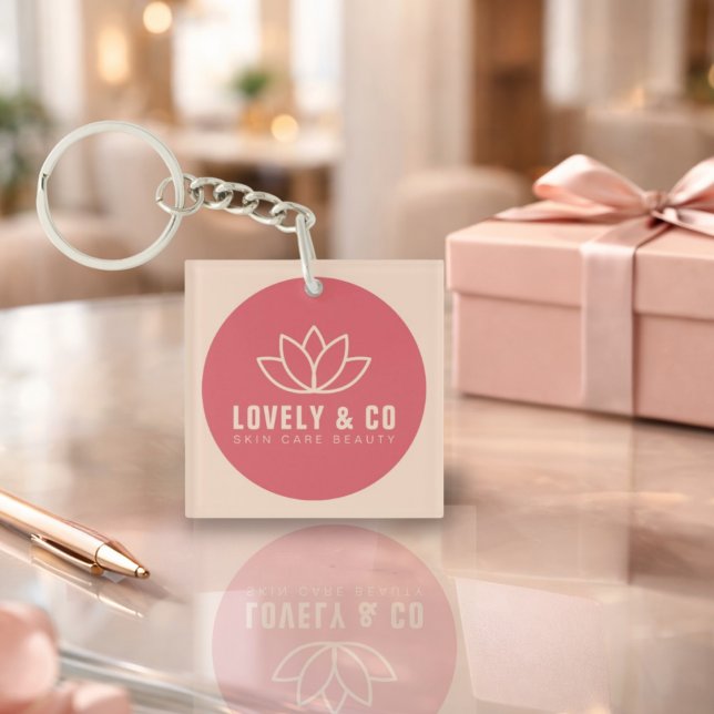 Elegant Rose & Ivory Salon Business Promotional  Keychain (Creator Uploaded)