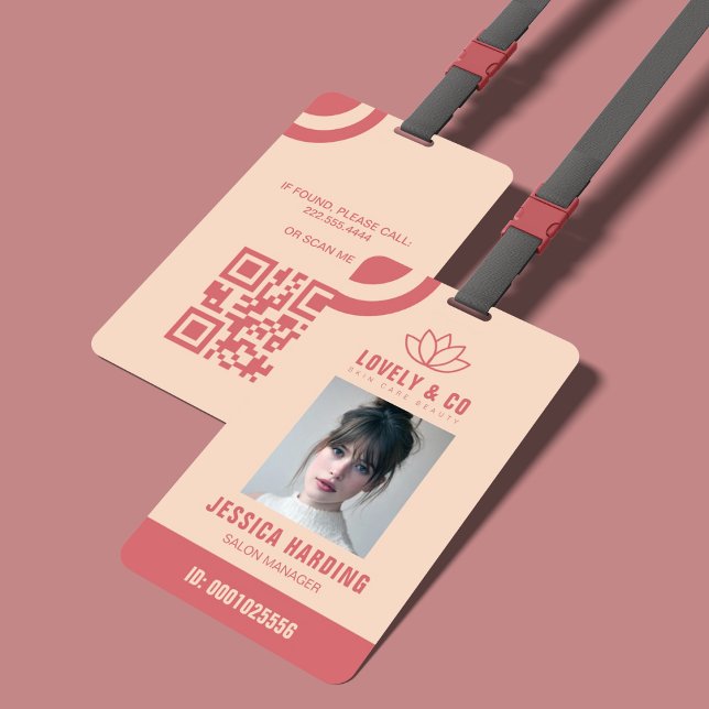 Elegant Rose & Ivory Salon Employee Qr Code  Badge (Creator Uploaded)