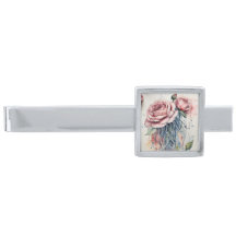 Elegant Rose Jellyfish Watercolor Art Tie Bars