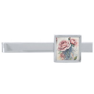 Elegant Rose Jellyfish Watercolor Art Tie Bars
