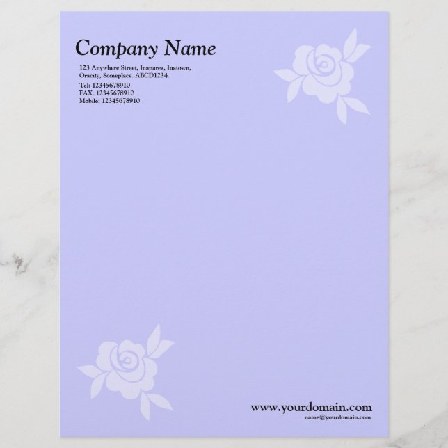 Elegant Rose - Light Blue Letterhead (Front)