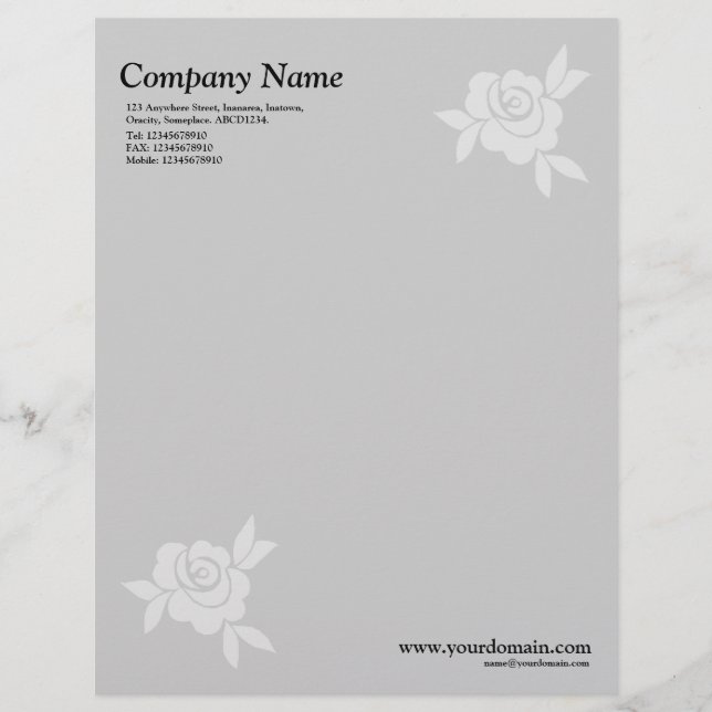 Elegant Rose - Light Gray Letterhead (Front)