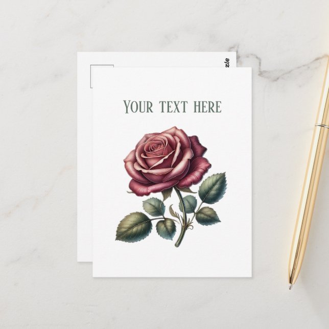 Elegant rose lovers customizable postcard (Front/Back In Situ)