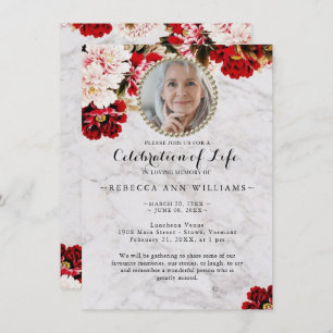 Elegant Rose Marble Celebration of Life Invitation