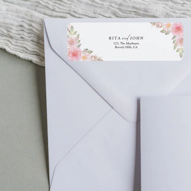 Elegant Rose Minimalist Colorful Return Address Label | Zazzle