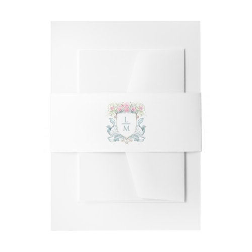 Elegant Rose Monogram Crest Invitation  Invitation Belly Band