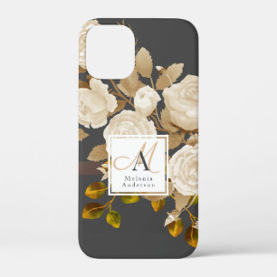 Elegant Rose Monogram Grey iPhone 12 Mini Case
