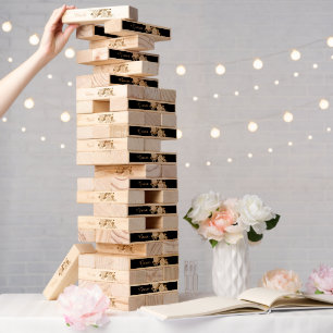 Elegant Rose Monogram Topple Tower