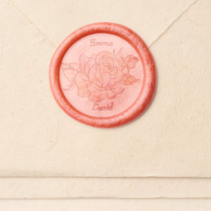 Elegant Rose Names Groom Bride Wedding Wax Seal Sticker